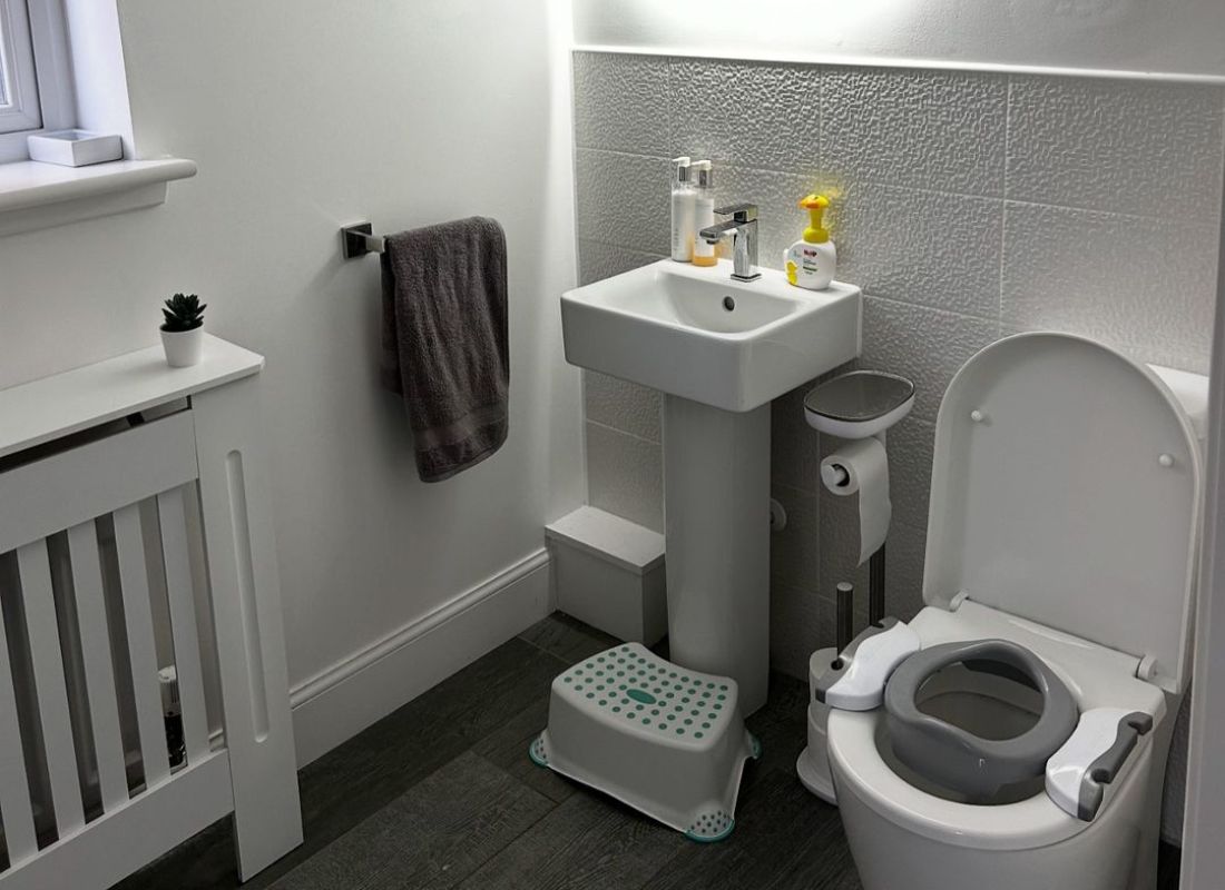 Potette 2 in 1 on a toilet