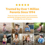 A promotional image features a five-star graphic, text reading “Trusted by Over 1 Million Parents Since 1994,” and eight photos of young children happily potty-training with the Potette® Value Kit. Instagram handles appear below each photo.